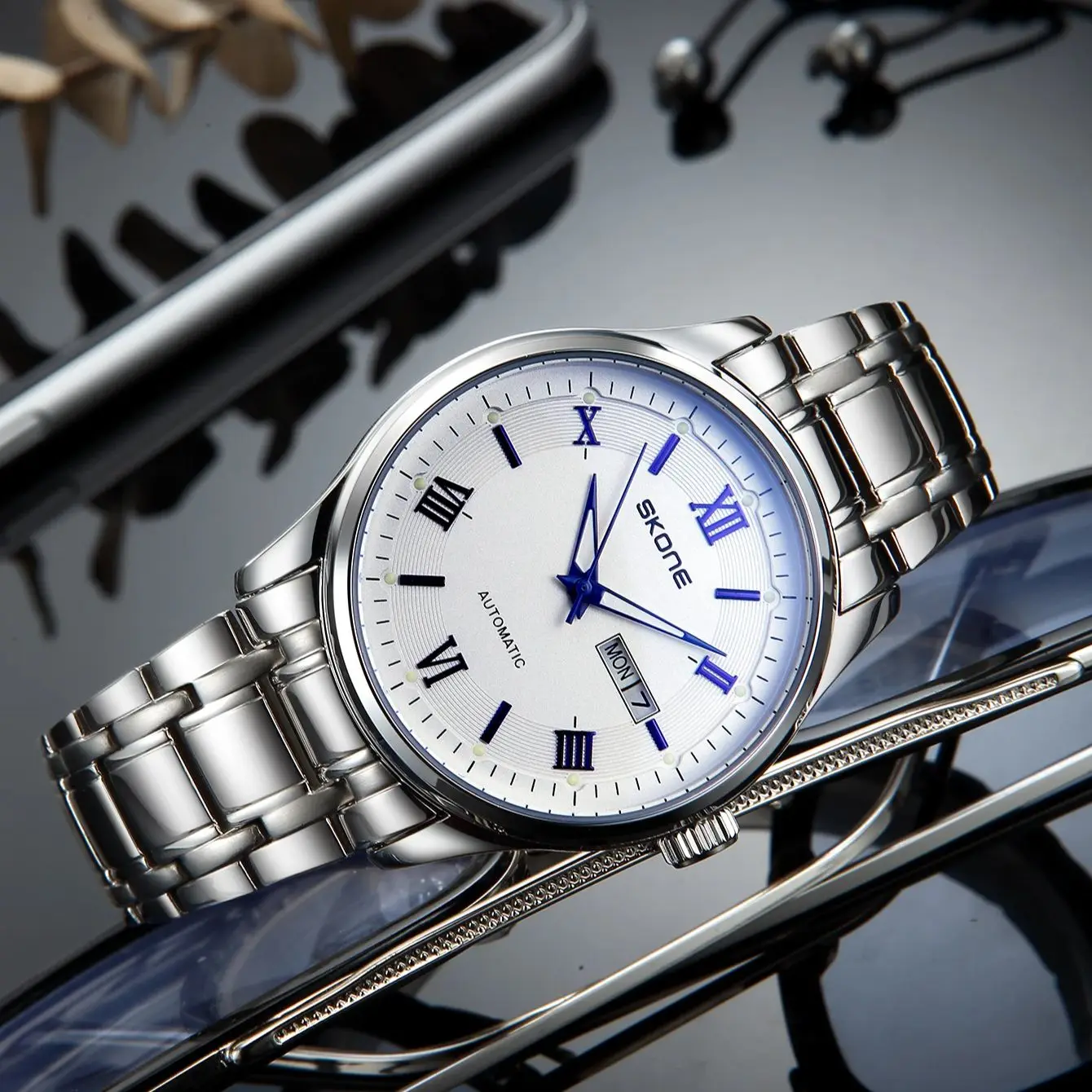 Мужские полностью автоматические механические часы с ночником и двойным календарем, водонепроницаемые брендовые часы для бизнеса и отдыха, десять известных часов