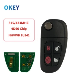 Okey Flip Folding 315/433mhz 4D60 Chip Remote Control Car Key Fob Replacement For Jaguar X-Type S-Type XJ XK Type NHVWB1U241