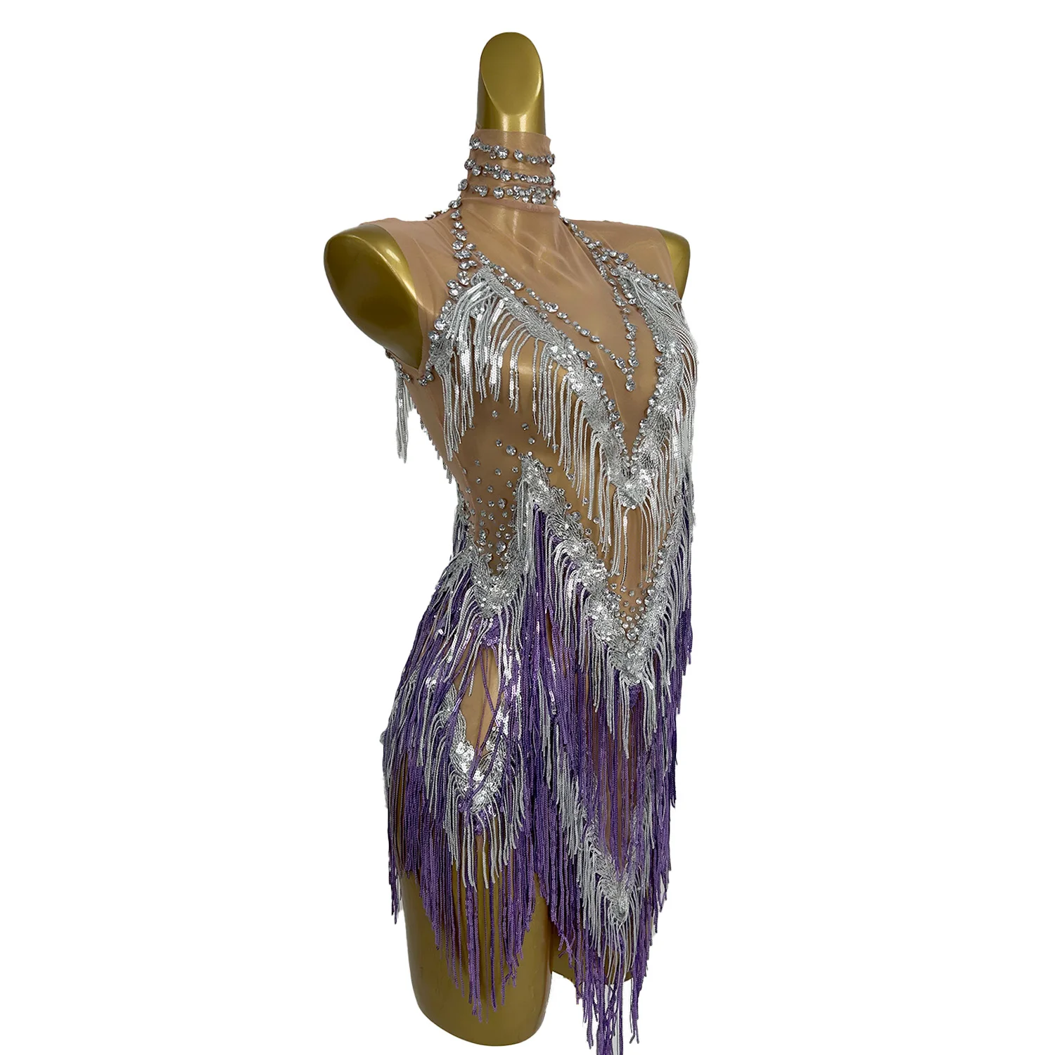 Robe courte à pampilles violettes irrégulières pour femmes, robe élastique sexy, fête d'anniversaire, olympiques de Rh, mode d'été, nouveau style, 2025