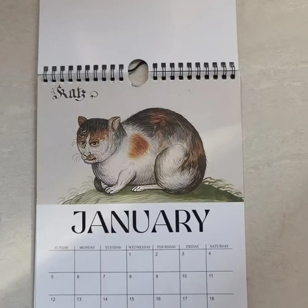 Disegni unici del calendario per gatti Calendario per gatti del 2025 Organizzatore da parete per gatti rinascimentali per la pianificazione dell'ufficio familiare 12 mesi di gennaio a dicembre