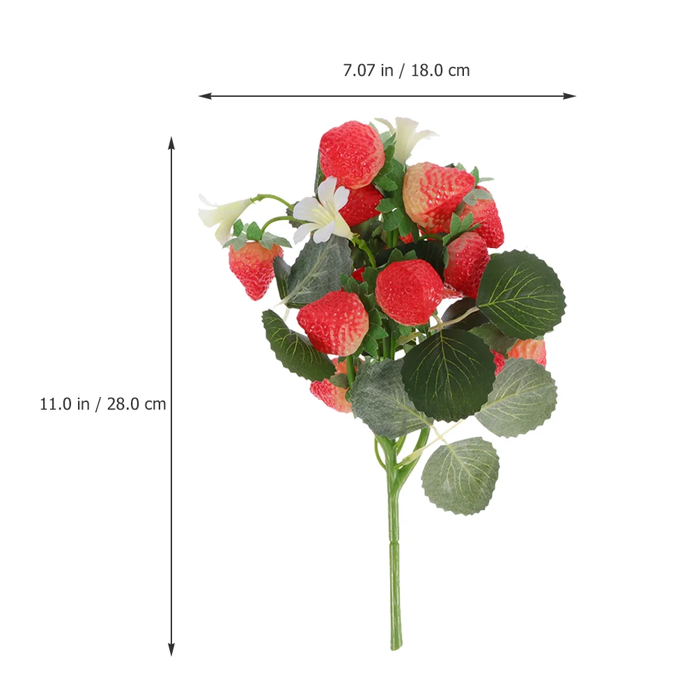 2 Pcs Simulation Strawberry Bouquet Artificial Plants for Home Ornaments Fruits Small Fake Accessories Faux Decor