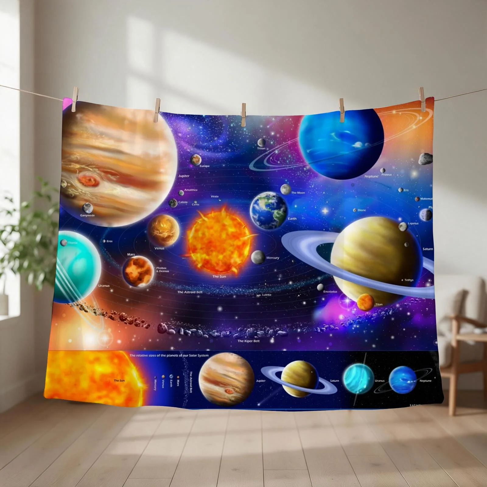 The Amazing Solar System Throw Blanket couch cozy soft plush fuzzy picnic outdoor blanket