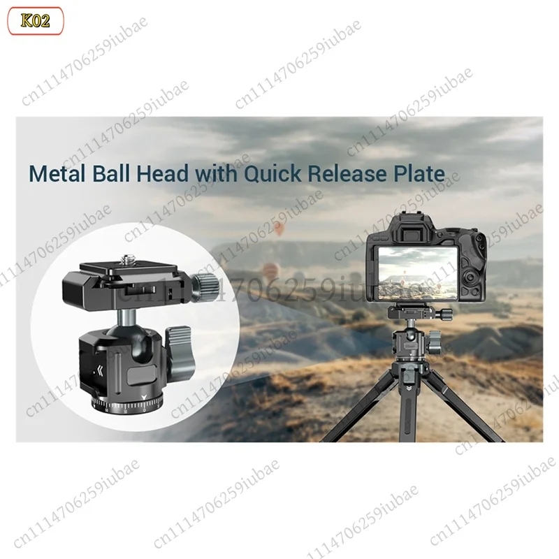 AU67 Universal Tripod Head 360° Ball Pan-Tilt Quick Release Plate Arca Compatible Cold Shoe Mount for DSLR Camera Monitor