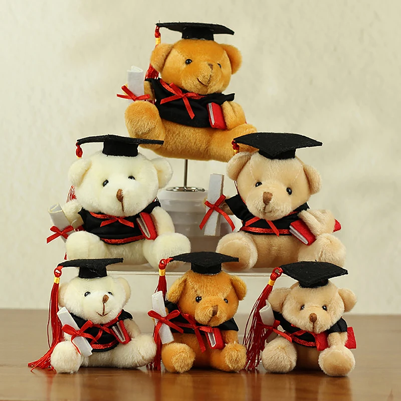 

New Plush Pompom Teddy Dr. Bear Doll Keychain Women Bear Toy Keyring Bag Pendant Party Graduation Souvenir Gift For Children