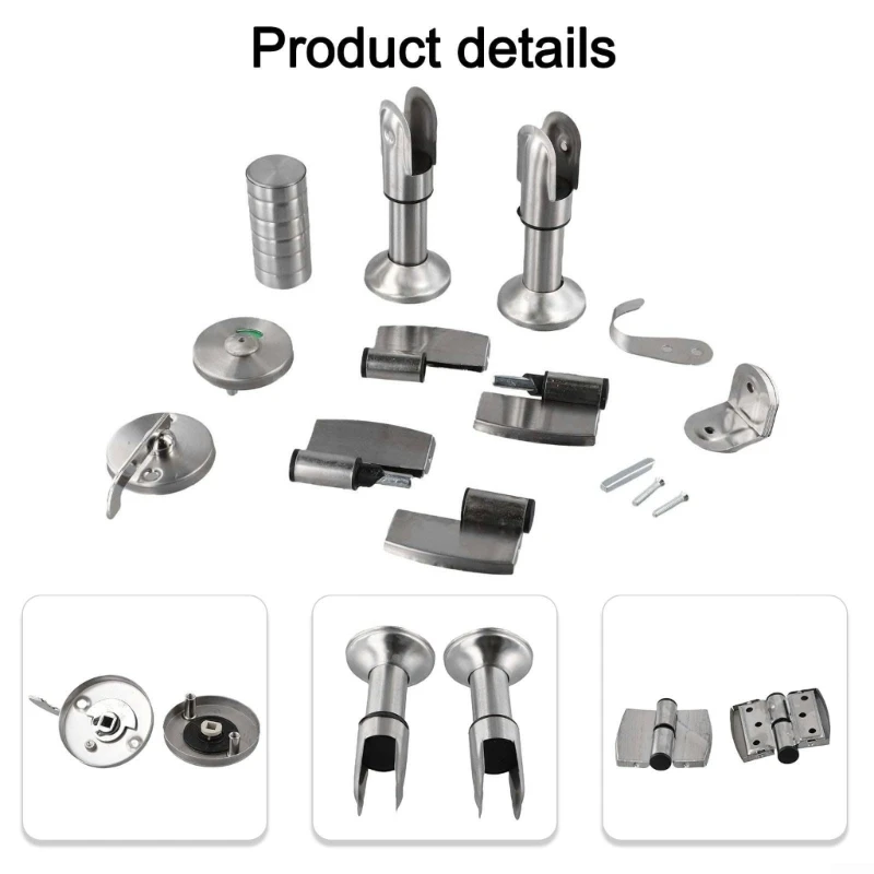 Dobradiças suporte para banheiro Fechadura porta aço inoxidável fechadura e dobradiça para banheiro