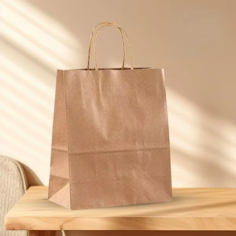 20 Stück anpassbare Logo-Kraftpapiertüten mit Griffen, Geschenkverpackungsbeutel für Geschäft, Kleidung, Hochzeit, Weihnachten, Lieferungen, Handtaschen – Detail 11