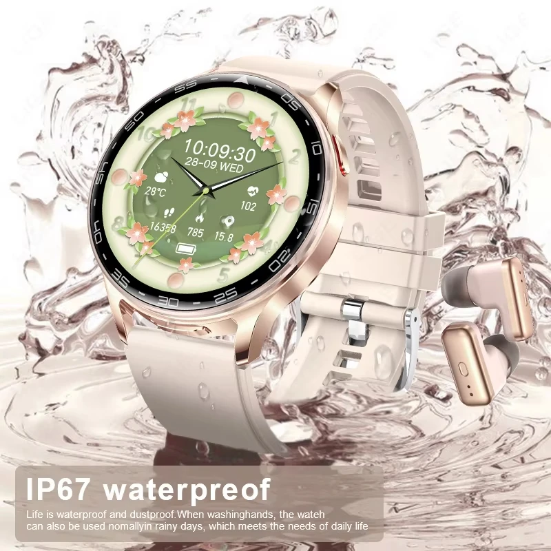 LIGE 2 で 1 TWS ヘッドセットスマートウォッチ 1.39 "女性男性スポーツフィットネス心拍数健康トラッカー腕時計イヤホン音楽スマートウォッチ