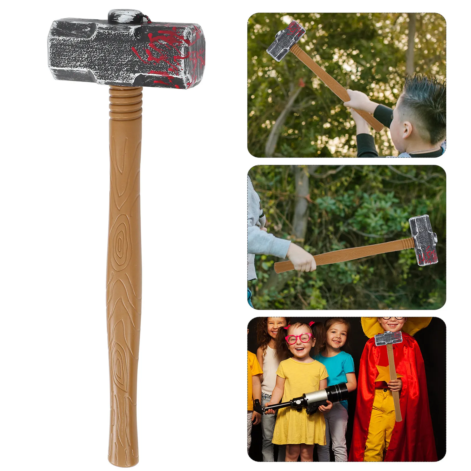 Realistic Fake Plastic Hammer Prank Prop for Kids, Cosplay, Party Decoration & Holiday Fun