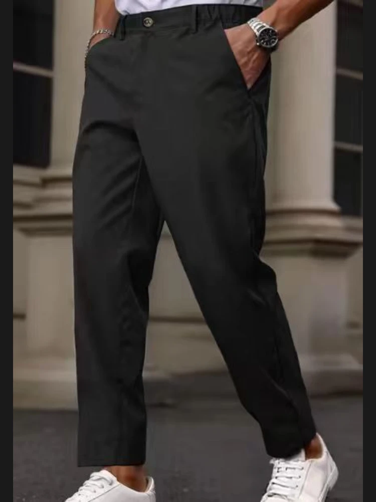 

2026 весенние мужские эластичные прямые брюки, мужские деловые костюмные брюки, качественные деловые повседневные брюки, мужские длинные рабочие брюки
