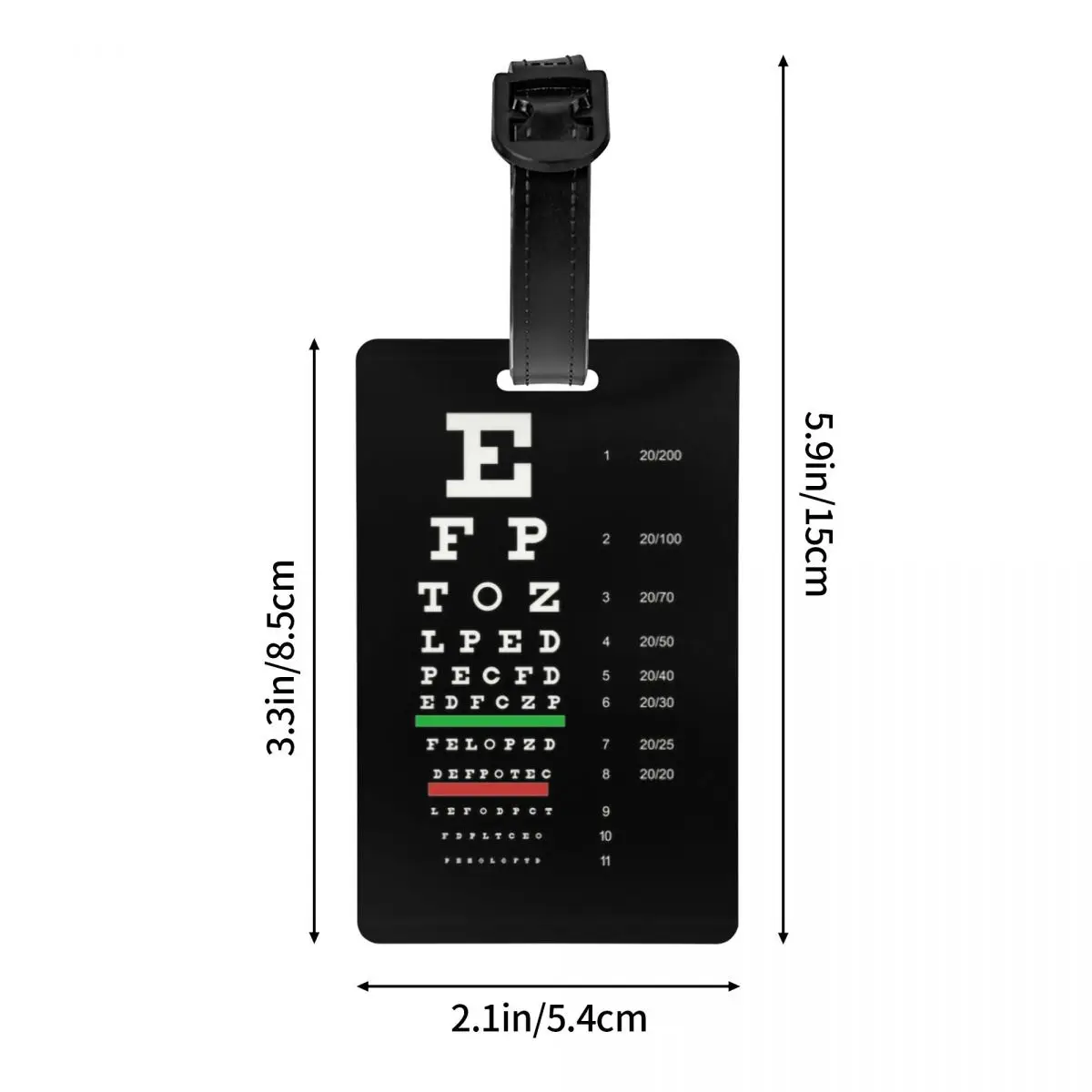 Benutzerdefinierte Snellen Eye Chart Gepäckanhänger Datenschutz Optometrist Optiker Gepäckanhänger Reisetaschenetiketten Koffer