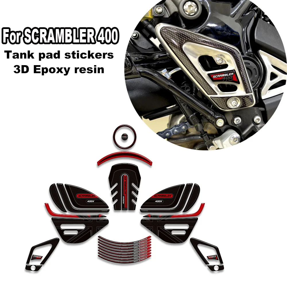 

For Triumph Scrambler 400X 400 X Motorcycle Accessories 3D Epoxy resin stickers protecion declas kit