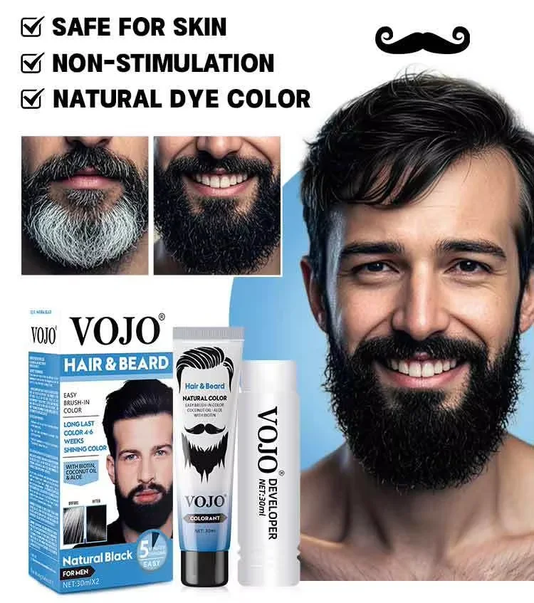 Natural Beard Dye Shampoo,Beard Dye Removal,Long-Lasting White & Gray Beard Hair,Beard Dye Shampoo for Men Natural Hair & Beard