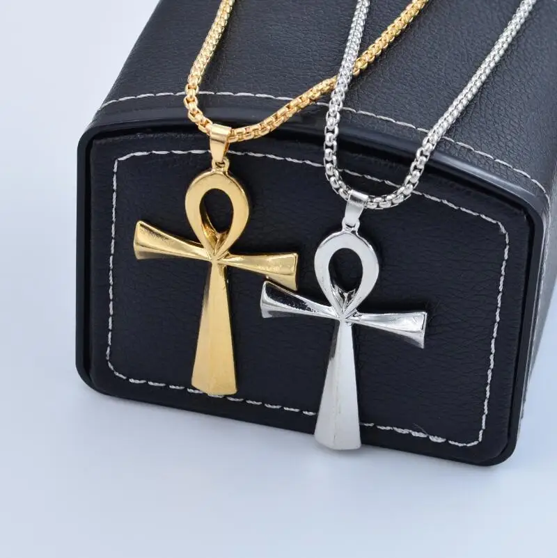 Luxury Fashion Stainless Steel Ankh Necklace Cross  Pendant God Ankh Cross Pendant Necklace Hip Hop Punk Party Necklace Jewelry