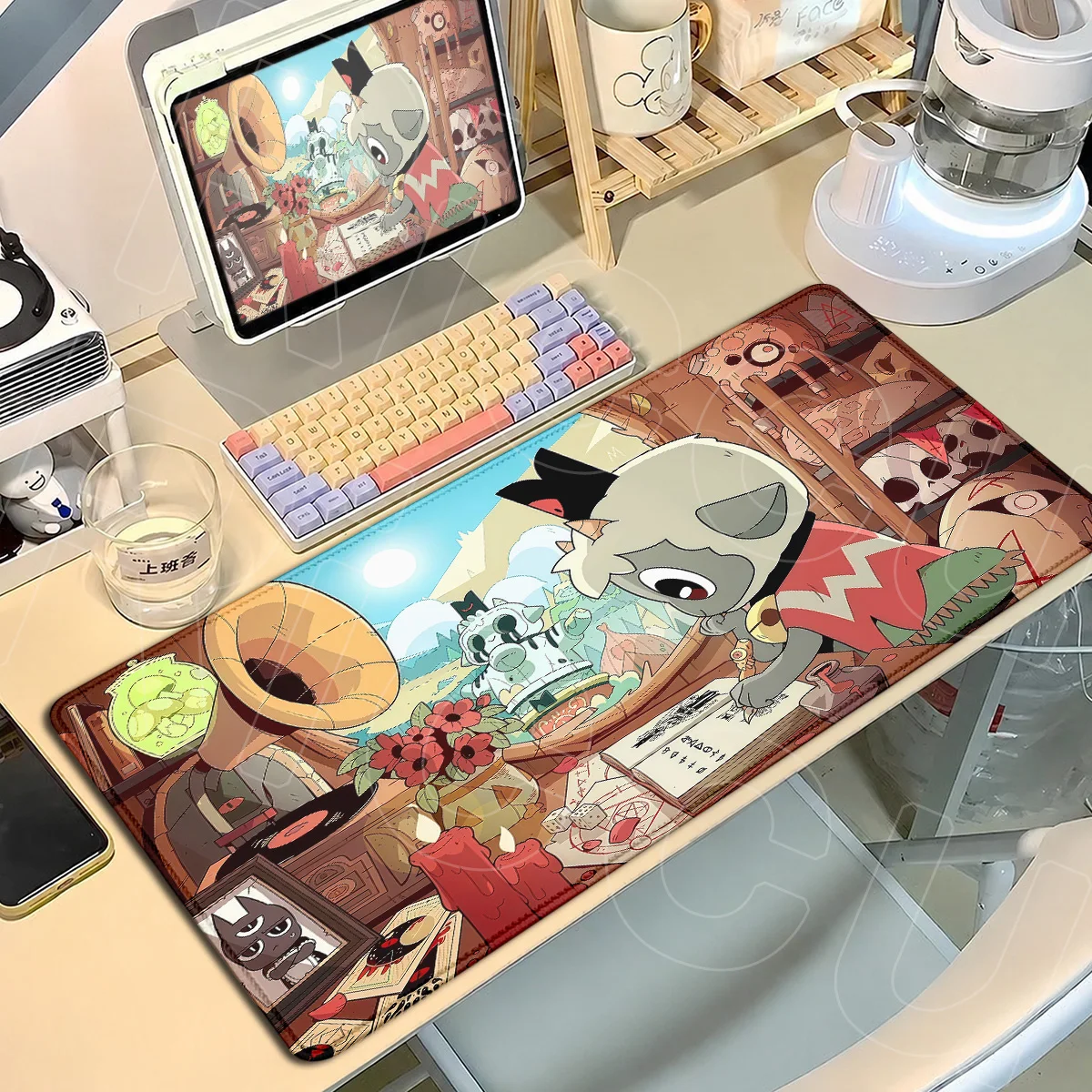 Anime Laptop Locking Edge Mousepad XXL Cult of the Lamb Speed Keyboard Mat 900x400mm Desktop Rubber Carpet PC Gaming Accessories