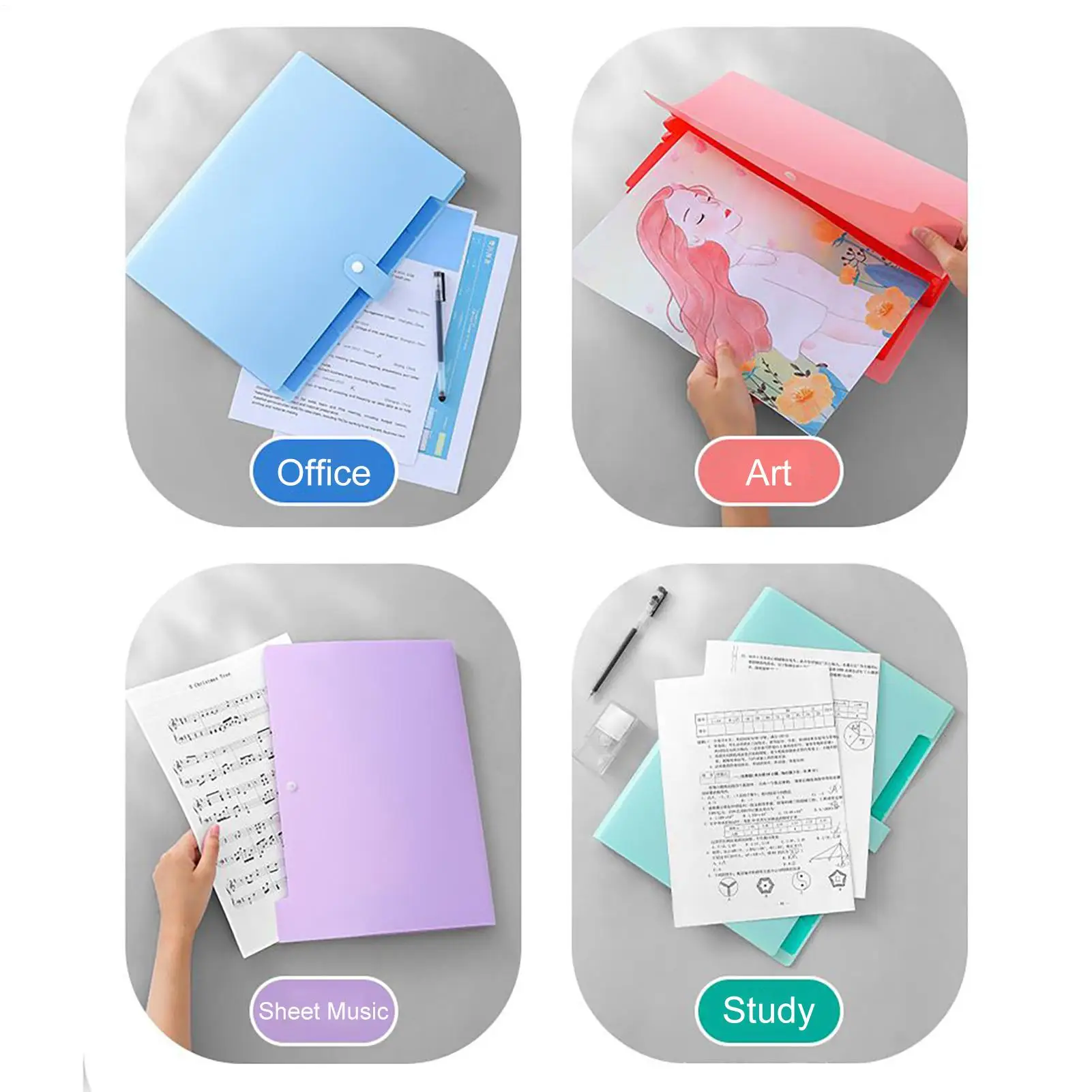 Aktenordner, Papier-Organizer im A4-Format, tragbares Multifunktions-Aufbewahrungszubehör mit Farbetiketten und 7 Taschen für die Schule zu Hause