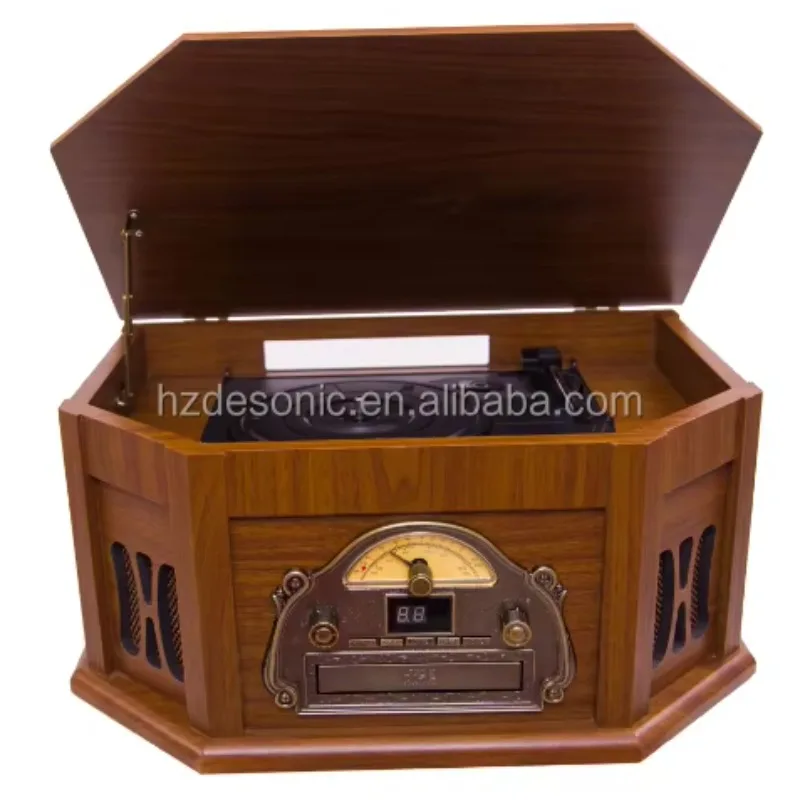 

Old Fashion Gramophone Player With USB SD CD Cassette Wireless BT Retro Vinyl Records Lp Turntable