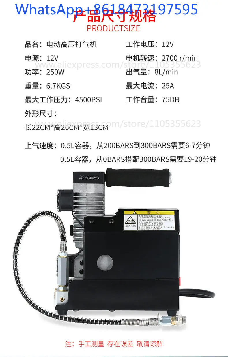 12V car air compressor 30mpa diving special pump pump Global air pump