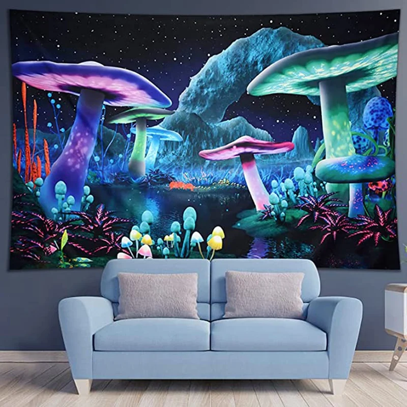 Psychedelic Mushroom Tapestry Starry Sky Tapestry Wall Tapestry Fantasy Plant Tapestry Wall Hanging For Home Decor