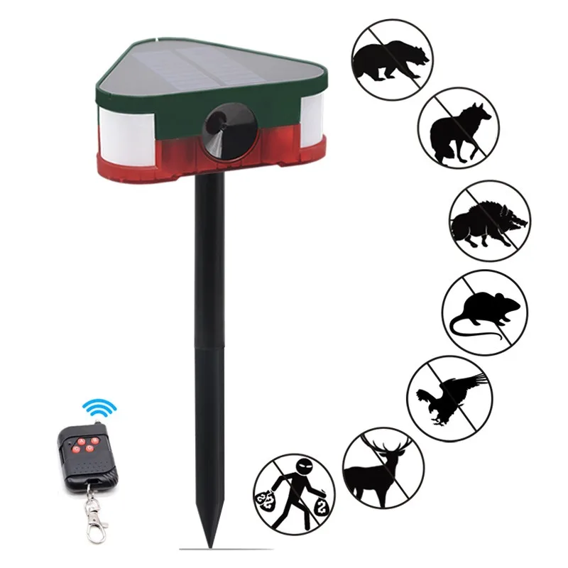 Solar Alarm Light with Remote Control Solar Strobe Light for Home Outdoor Village Farmhouse Farm Yard Detector