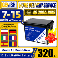 EU Stock 12V 320Ah LiFePO4 Battery Packs 12.8V ≥6000 Cycles New Lithium iron phosphate Battery For RV Golf carts Camping Boats