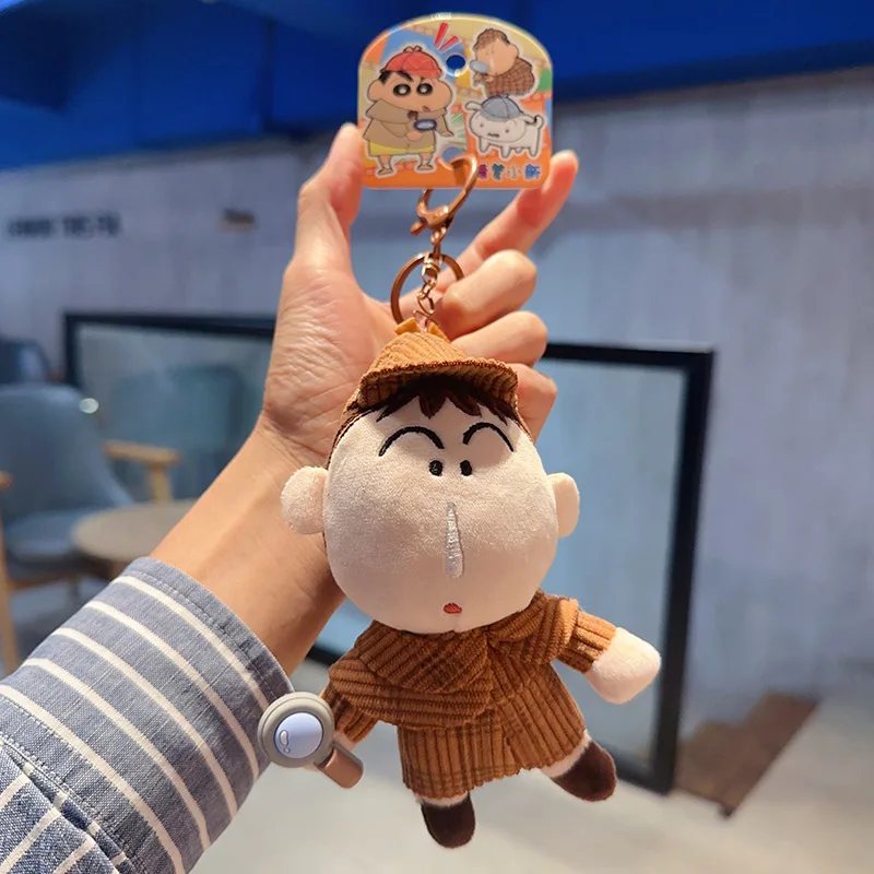 Nieuwe Anime Cartoon Crayon Shin-chan Detective Pluche Pop Sleutelhanger Xiaobai Dumb Hanger Sieraden Cadeau Hanger Decoraties