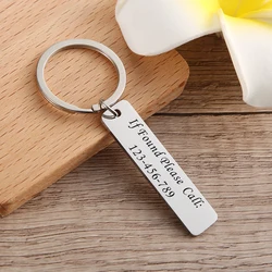 Personalized Lost Keys Engraved Phone Number Metal Keychain,Stainless Steel Key Rings Key Pendant Name Keychains,Boyfriend Gift