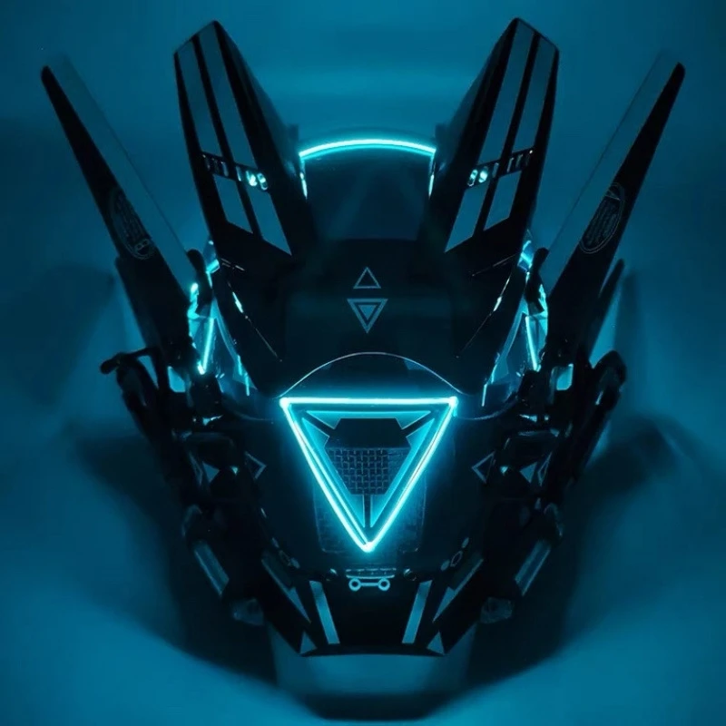 

Cyberpunk Glowing Full Face Mecha Helmet Mask Tactical Iron Blood Warrior Cosplay For Men Rave ChristmasParty Stage Performance