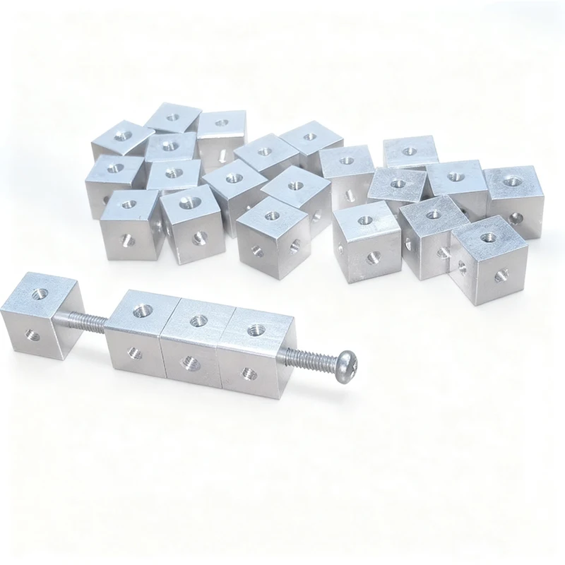 10x10x10mm Hexagonal Nut M3 Screw Cube Nut Three Sided Fixed Block DIY 3D Printer Accessory Case  Aluminum Alloy