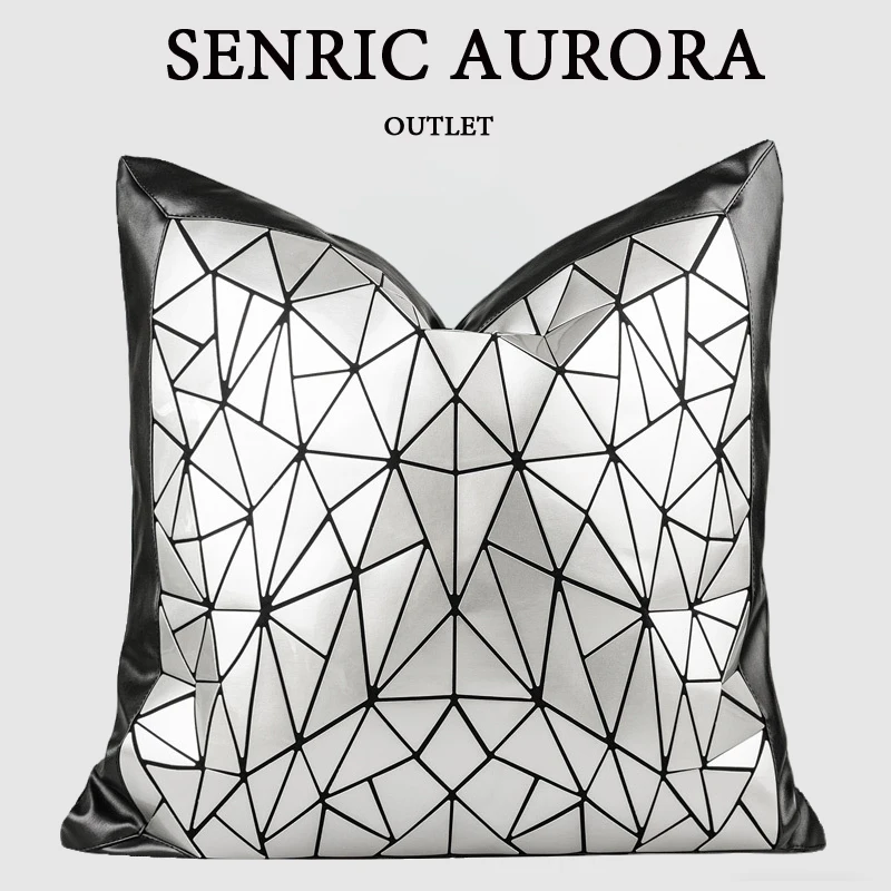 Light Luxury Cushion Cover Mirror Silver Geometric Random Pattern Square Pillow Case 50x50cm For Home Hotel Bed Living Room Sofa