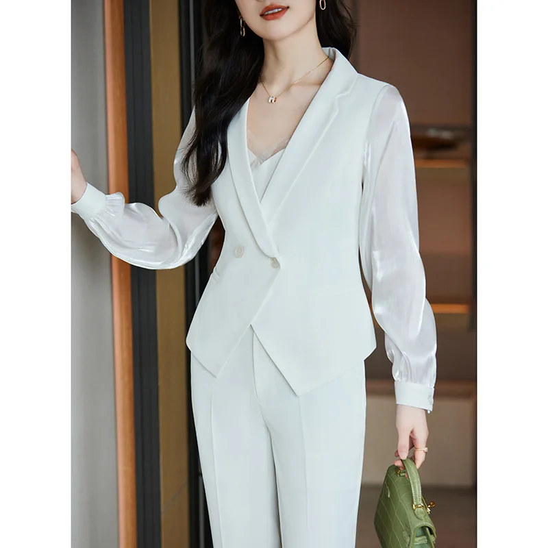 White Suit Set Women's Clothing Spring and Autumn High-Grade Temperament and Capable Goddess Temperament Western Style Fashion B