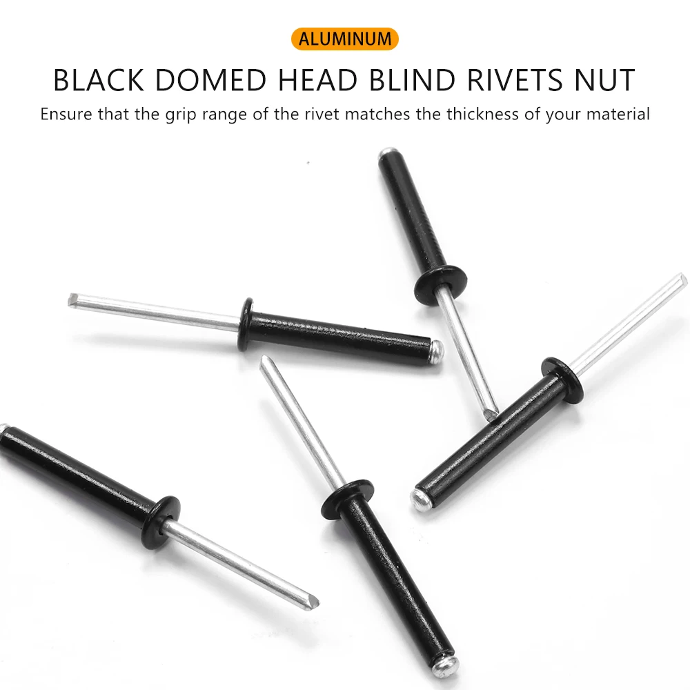 JUIDINTO 5~50pcs Aluminum Blind Rivet M2.4 M2.8 M3.2 M4 M5 Black Dome Head Blind Pop Rivets for Metal Plastic