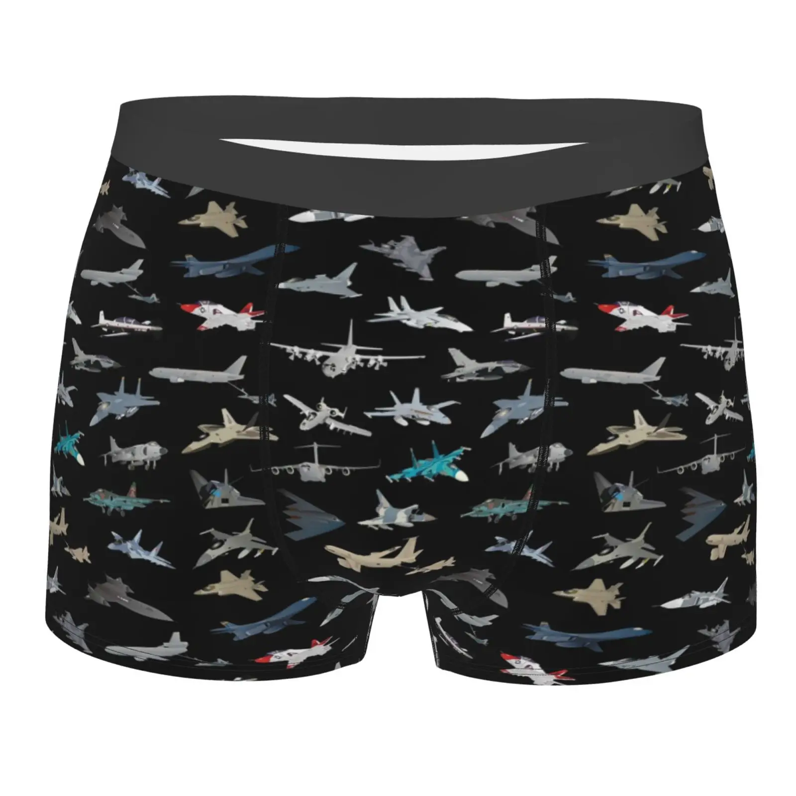 Modern Military Airplanes Print Men Underwear Boxers Men's Novelty Underpant Breathable Printed Male Underpants Man Boxer Briefs