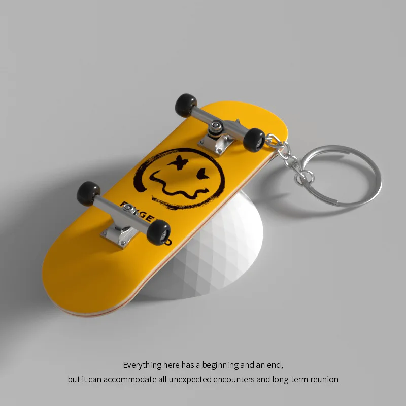 Finger Skateboard Toy Keychain Cartoon Pattern Leisure Fingertip Skateboard  Pendant Professional Grade Children's Boys Gift