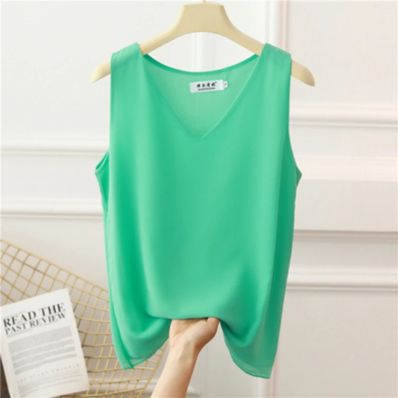 2024 Fashion Brand Camisole Summer Loose O-V-Neck Chiffon Shirts Womens Tops Plus Size Womens Shirts Small Suits Women's Clothes