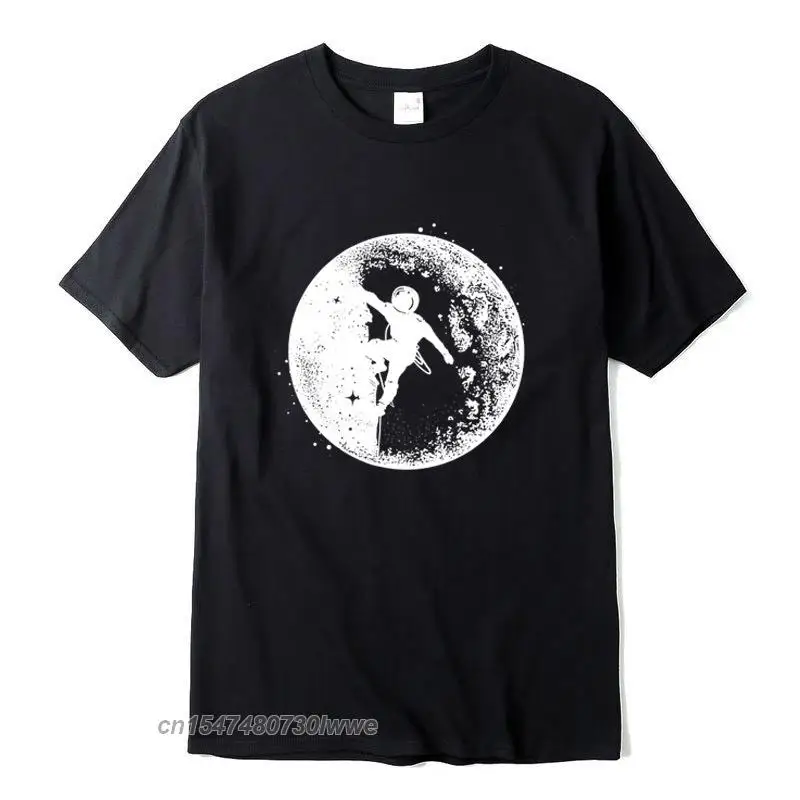 

Cool Men's T-Shirt 100% Cotton Casual Astronaut Space Climbing Print Crew Neck Knitted Comfortable Fabric Men T-Shirt