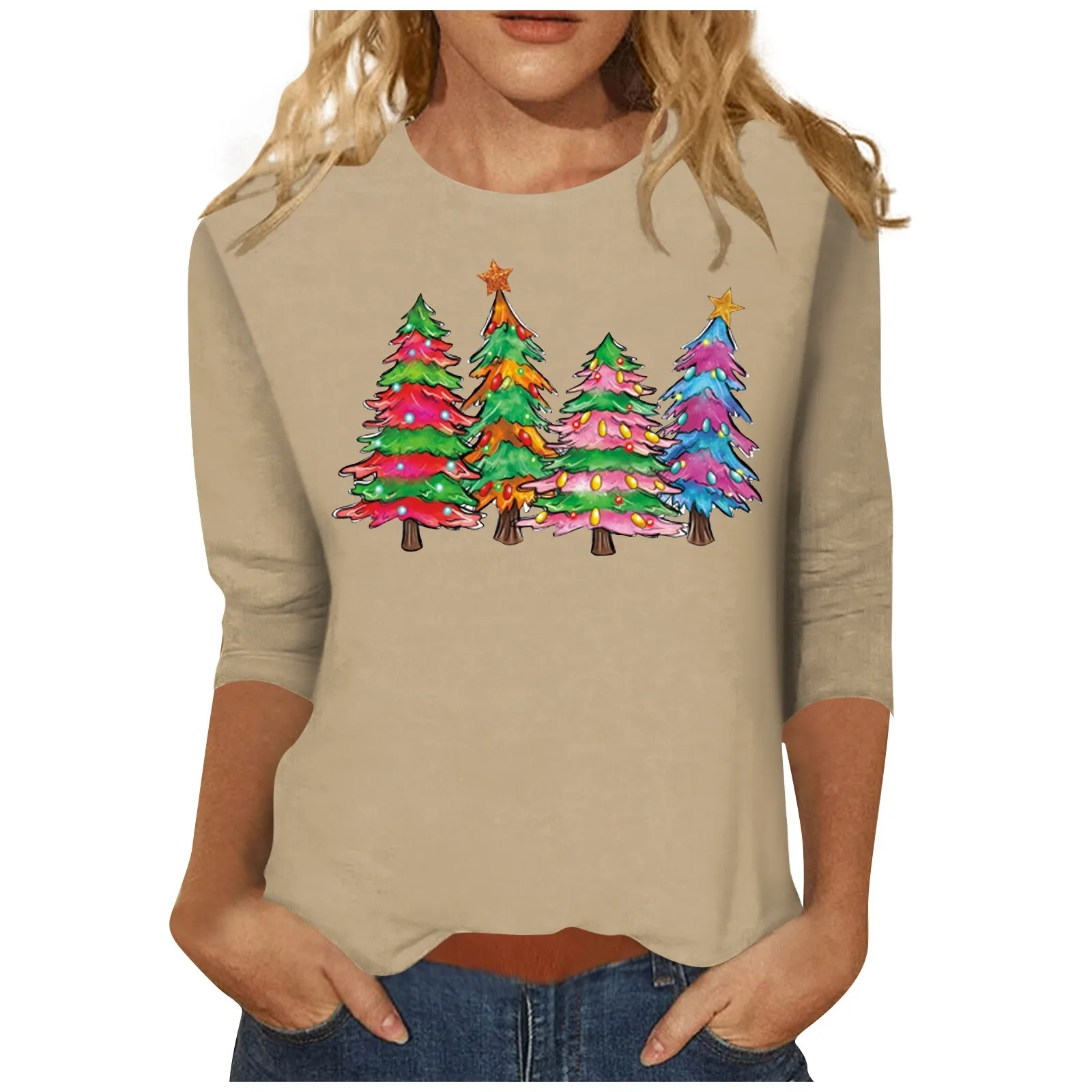 Pull à col rond pour femme, haut de Noël, loisirs urbains, bonhomme de neige de Noël, pull imprimé Kawaii, Y