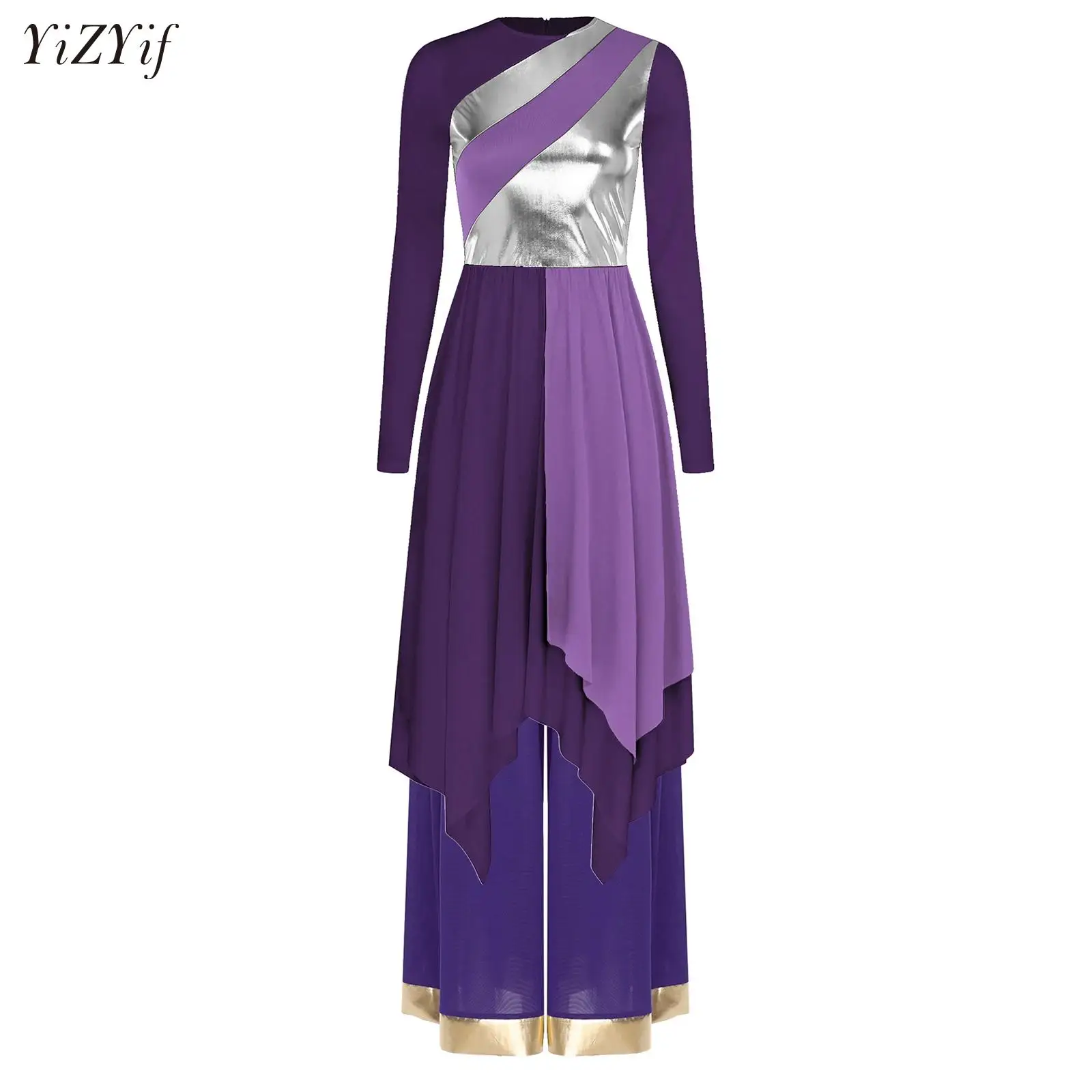 Adult Church Christian Worship Liturgical Praise Dance Costume Set Women Lyrical Dress with Pants Outfits Stage Performance Wear