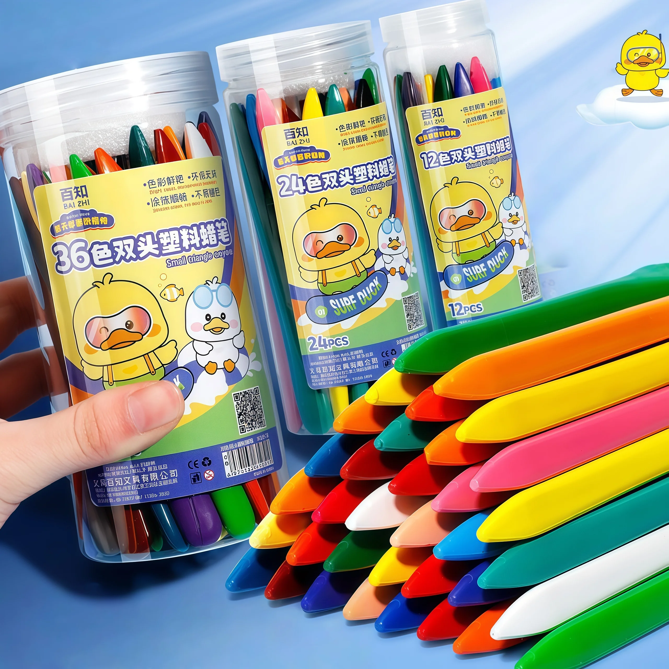 12-36 Colors Cute Double-Ended Triangular Crayons Kidsren's Oil Pastels Safe and Harmless Early Education Art Supplies