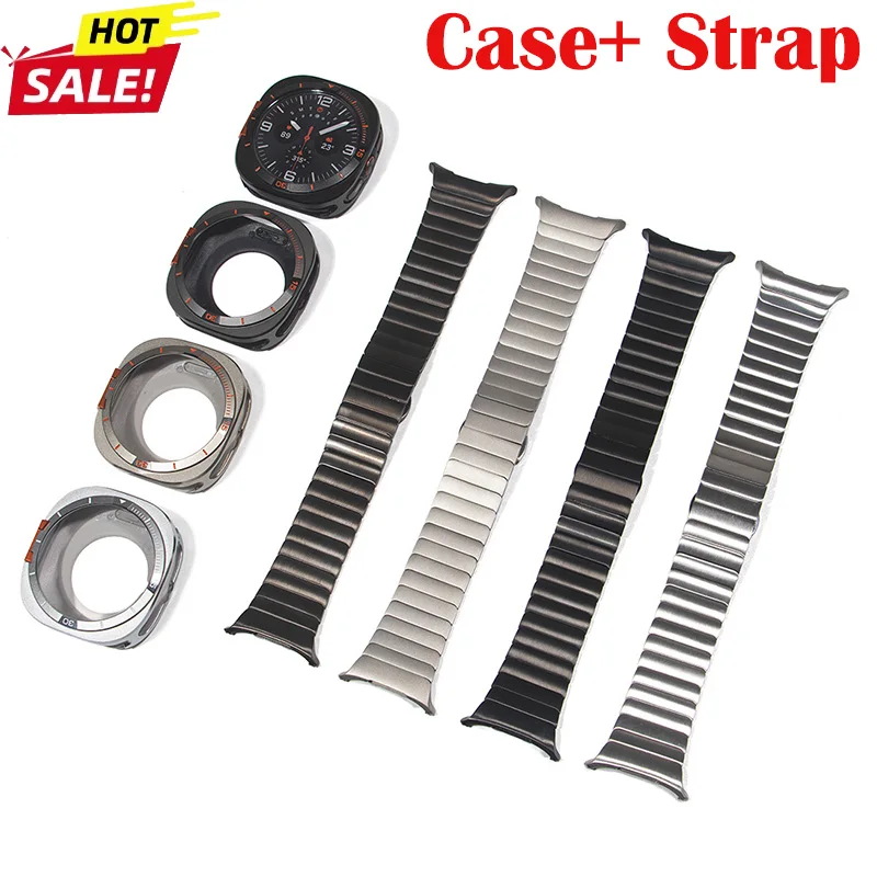 Hülle+Armband für Samsung Galaxy Ultra 2025 Edelstahl-Band Metall-Abdeckung Displayschutz für Galaxy Ultra 47mm Herren-Armband