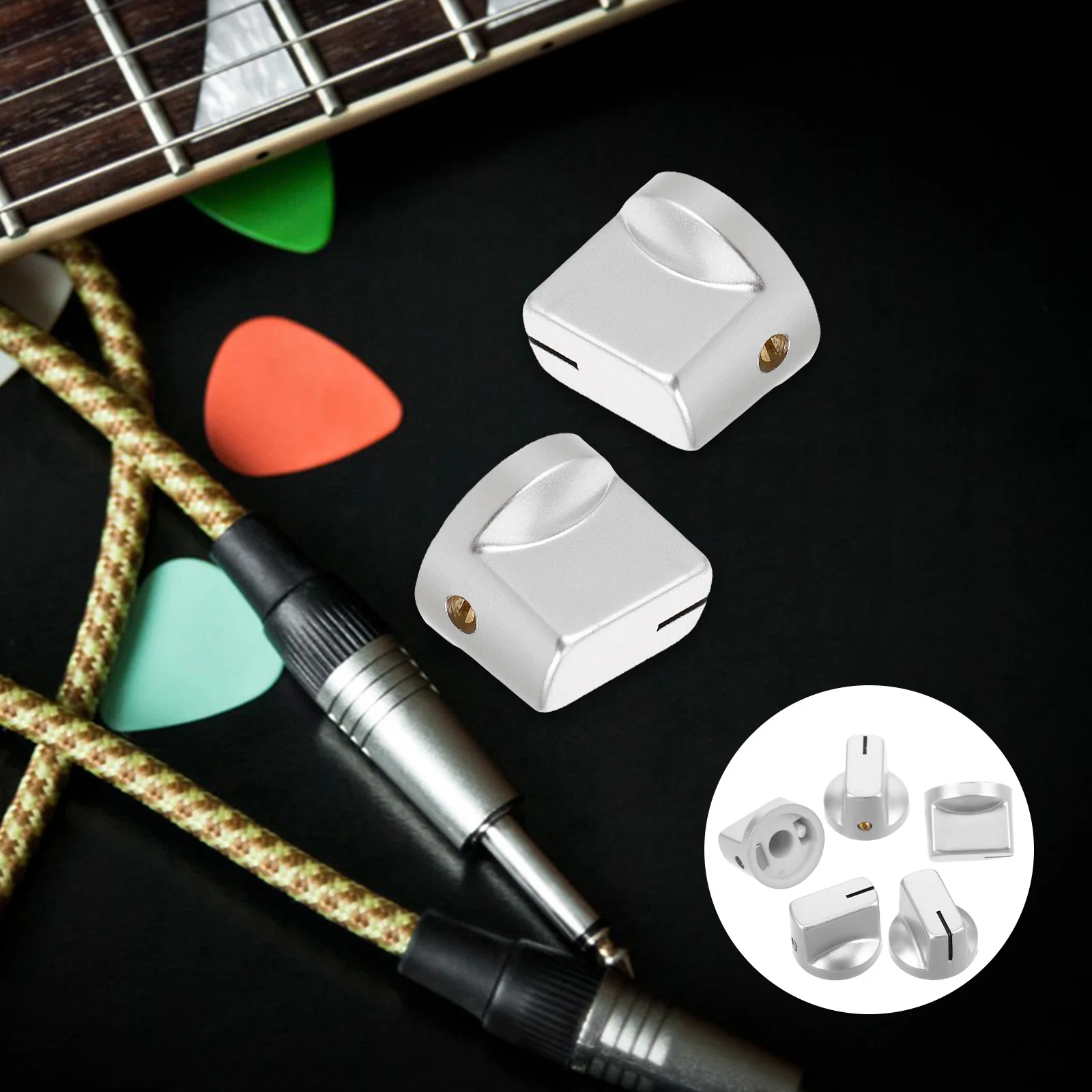 

5Pcs Guitar Potentiometer Knobs Plastic Tone Volume Control Duckbill Flathead Replacement for Electric Guitar Amplifier Mixer