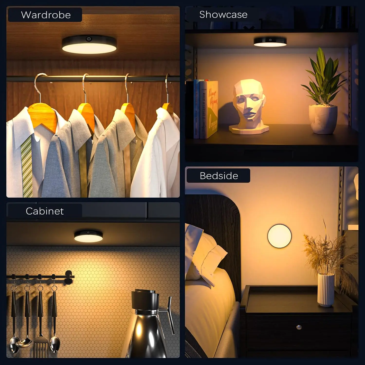 WILLED Night Light Rechargeable Dimmable Touch Light Buit-in 1000mAh Battery LED Lights for Cabinet Wardrobe Kitchen Bedroom