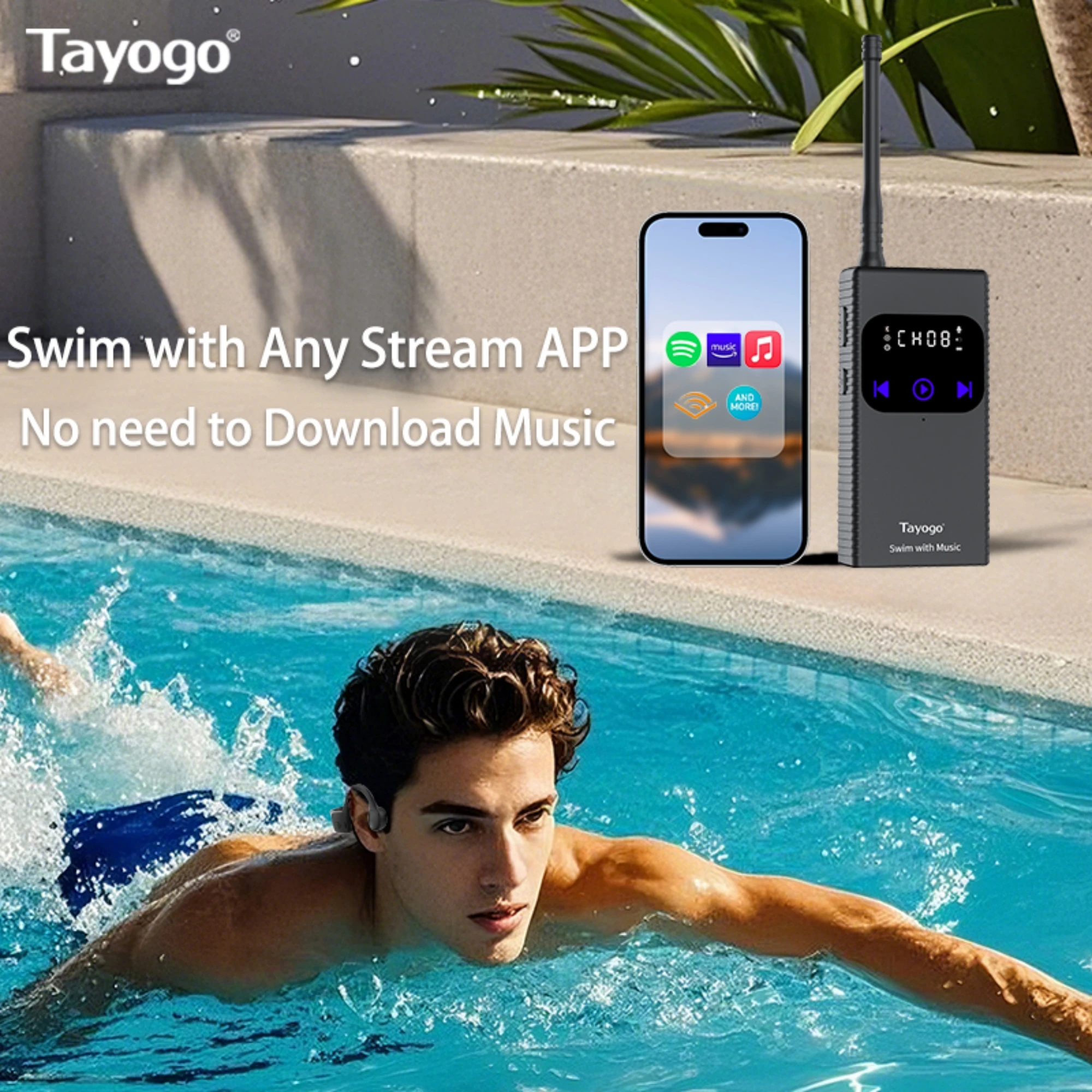 سماعات رأس للسباحة مقاومة للماء لسماعات الأذن اللاسلكية Spotify Music لا تتطلب تنزيل MP3 للسباحة