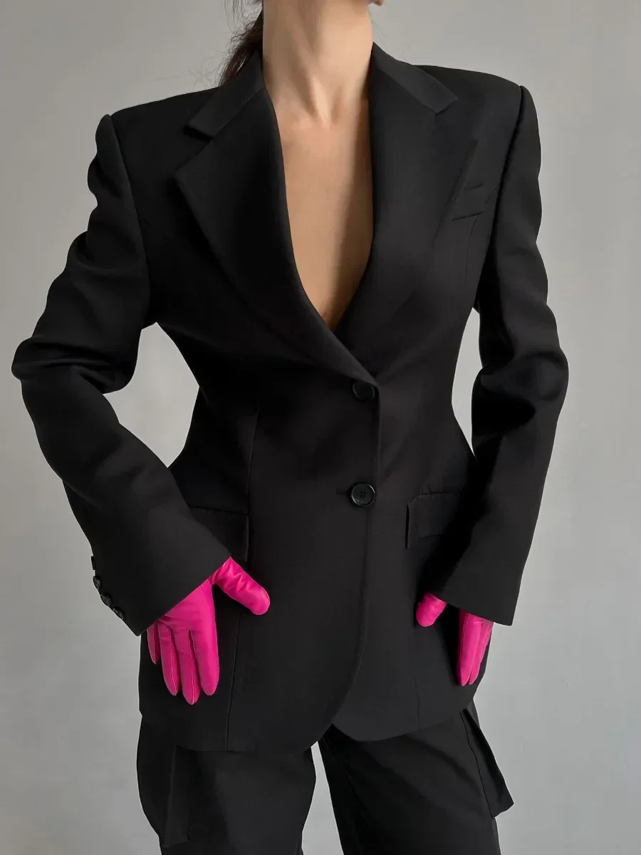 

Blubelle Blazer Women Autumn Winter Slim Waist Chic Blazer Coats Office Ladies Double Breasted Fashion Jacket Women Clothing