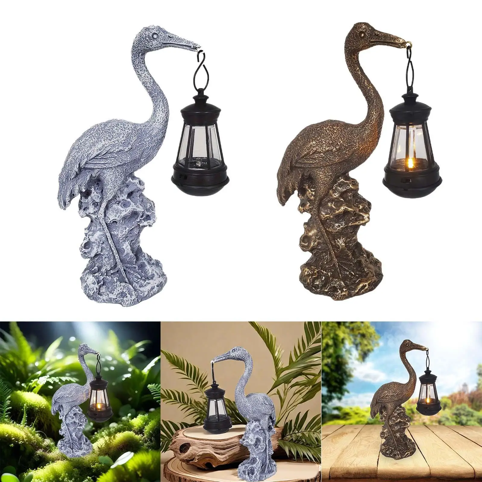 Solar Crane Garden Statue Art Decor Gift Outdoor Lamp Heron Figurine Hanging Lantern for Lawn Birthday Home Patio Mom Grandma