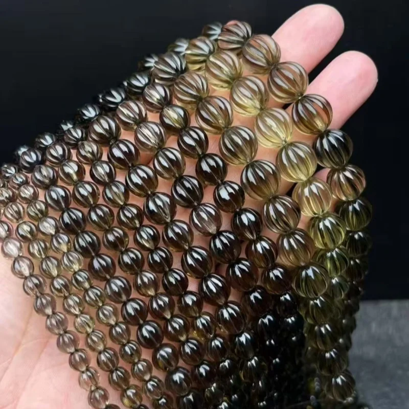 

Smoky Quartz carved pumpkin 6mm 8mm 10mm 12mm 38cm for DIY jewelry necklace loose beads