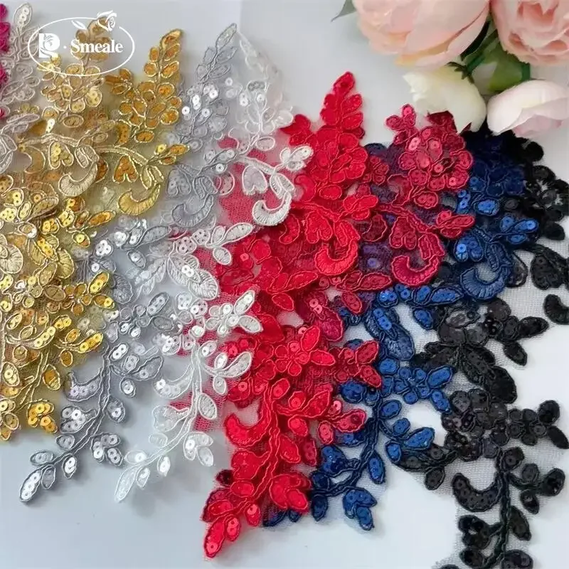 20 قطعة 9 ألوان اختيارية عالية الجودة الترتر التطريز بقع الدانتيل ، فستان الزفاف اليدوية إكسسوارات ديكور الخلفية