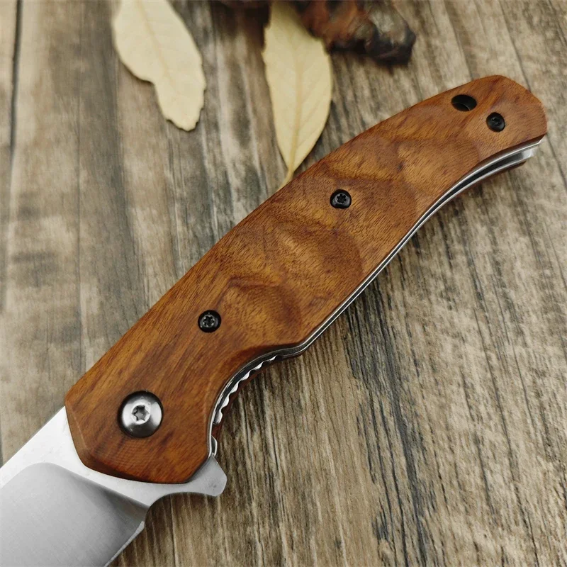 High Quality Fox FX308 Folding Knife Sandalwood Handle, Self Defense D2 Blade Outdoor Survival Fishing EDC Camping Rescue Hiking