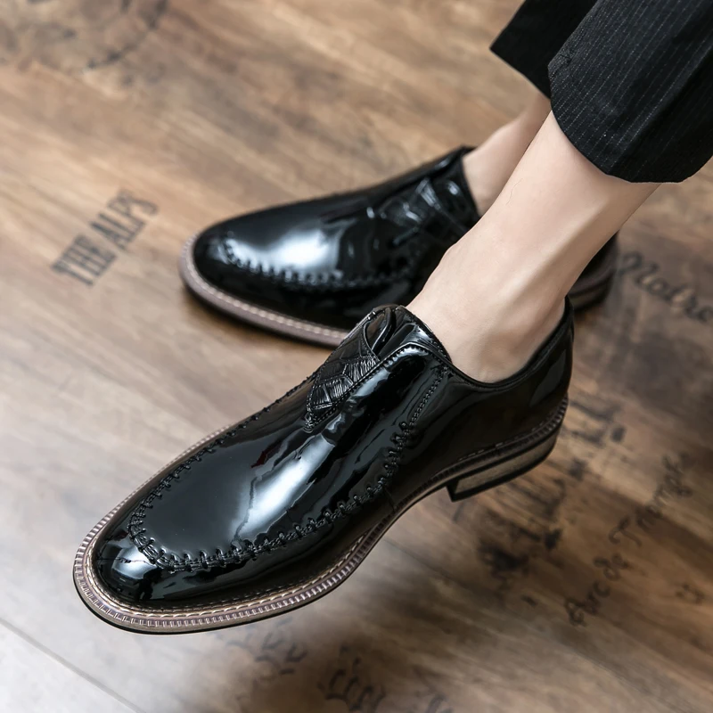 

Men Buckle Decor Slip On Monk Shoes Leisure Black Dress Shoes