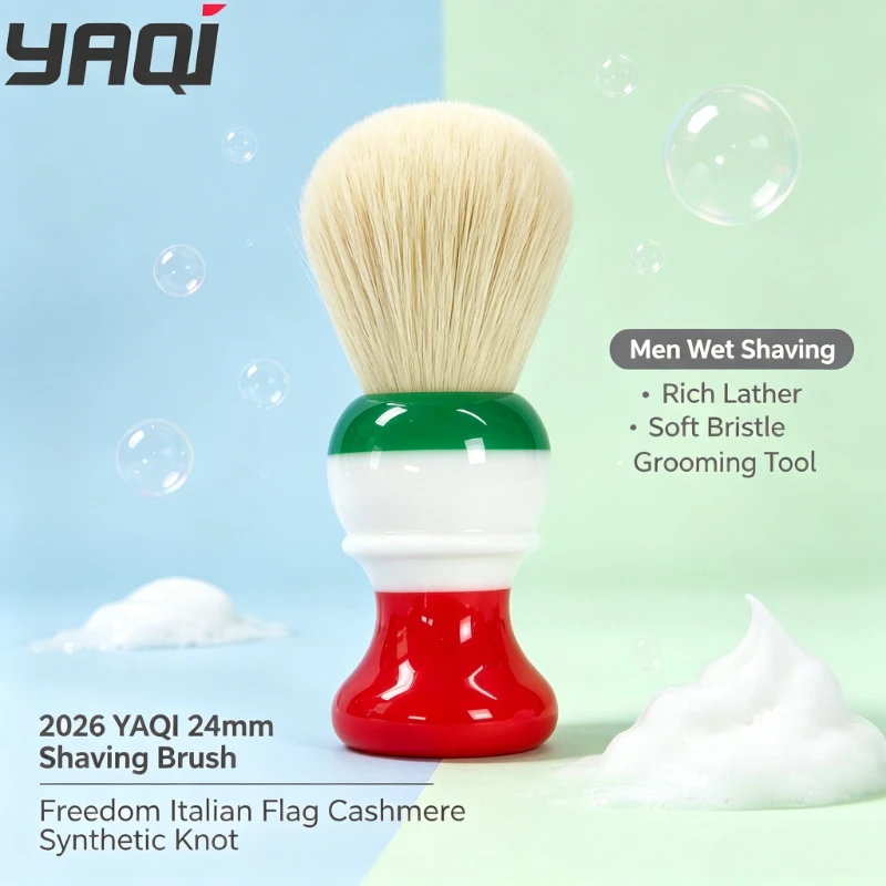 2026 YAQI 24mm Freedom Italian Flag Cashmere Synthetic Knot Mens Shaving Brush