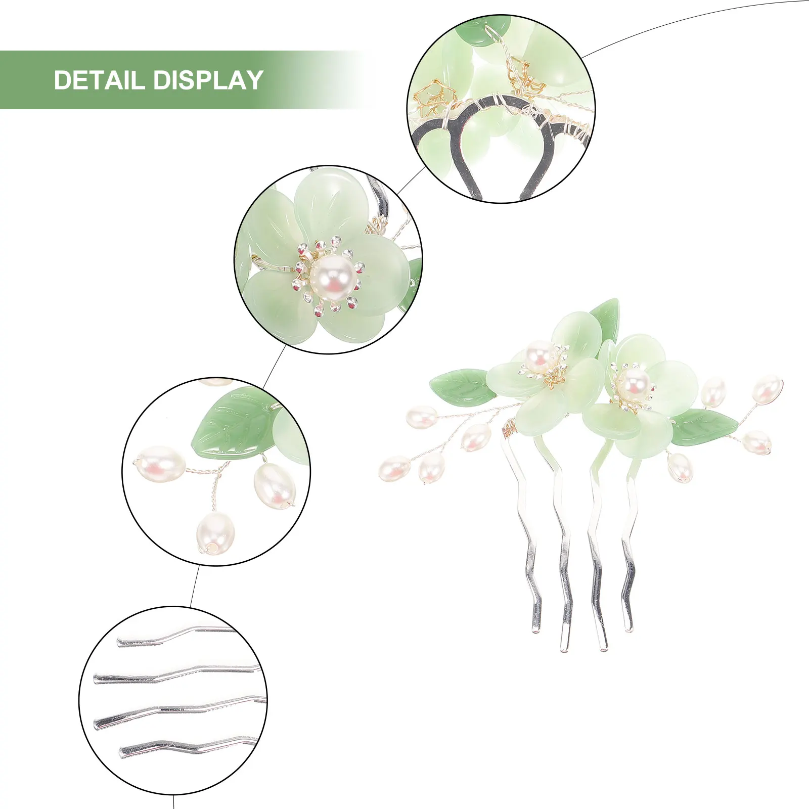 مجموعة مشط الشعر الرجعية الملحقات الصينية التقليدية أمشاط اللؤلؤ للنساء الفتيات وصيفات الشرف مأدبة الزفاف الأزهار Hanfu الشعر